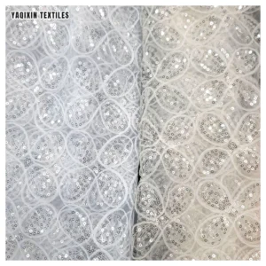 Wholesale White Sequin Embroidery Jacquard Mesh Lace Fabric Eco-Friendly Women's Fashion Blouses Dresses Weddings-Hot Sales...