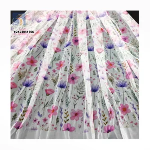 Wonderful Colored Floral Tulle Fabric 100% Polyester Soft Knit Tulle Custom Printed Mesh Fabric Trade - 100% Polyester...