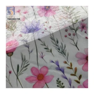 Wonderful Colored Floral Tulle Fabric 100% Polyester Soft Knit Tulle Custom Printed Mesh Fabric Trade - 100% Polyester...