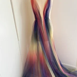 YAQIXIN Supplier Rainbow Print Tulle Net Fabric Textile Raw Material 100 Polyester Mesh Fabric for Clothing Mosquito Nets...