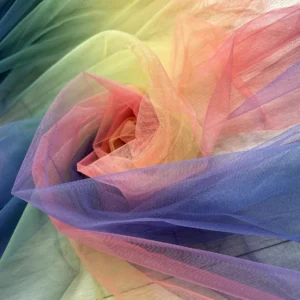 YAQIXIN Supplier Rainbow Print Tulle Net Fabric Textile Raw Material 100 Polyester Mesh Fabric for Clothing Mosquito Nets...