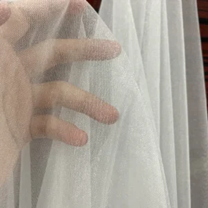 YS-001 Shimmer Mesh Illusion Nylon Tulle Fabric for Wedding Veil Soft Stretch Tulle Fabric Knitted Ivory Custom Lightweight...