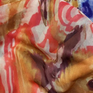 YX007 4 Way Stretch Tie-Dye Digital Printing Customized Print Mesh Fabrics Picture Sample Custom Printing Mesh Fabric...