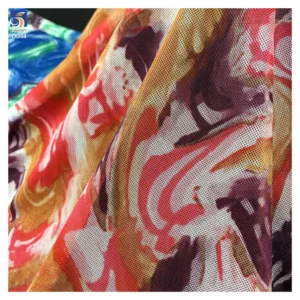 YX007 4 Way Stretch Tie-Dye Digital Printing Customized Print Mesh Fabrics Picture Sample Custom Printing Mesh Fabric...