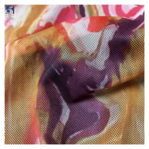 YX007 4 Way Stretch Tie-Dye Digital Printing Customized Print Mesh Fabrics Picture Sample Custom Printing Mesh Fabric...