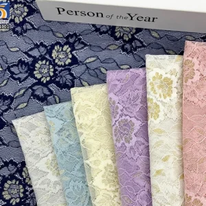 YX1001 50gsm Gold-Thread Peony Flowers Jacquard Mesh Lace Fabric 100% Nylon Lace Jacquard Tulle Chantilly Lace Fabrics...