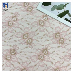 YX1001 50gsm Gold-Thread Peony Flowers Jacquard Mesh Lace Fabric 100% Nylon Lace Jacquard Tulle Chantilly Lace Fabrics...