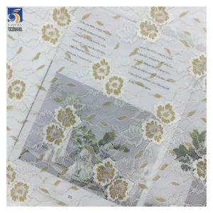 YX1001 50gsm Gold-Thread Peony Flowers Jacquard Mesh Lace Fabric 100% Nylon Lace Jacquard Tulle Chantilly Lace Fabrics...