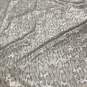 YX1008 100gsm Hot Stamping Polyester Holographic Foil Print Fabric Silver Snakeskin Chiffon Snake Print Fabric for Dance...