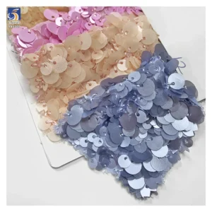 YX1009 Competitive Prices 3+5+7 MM Matte Sequins Fabrics 400gsm High-Weight Multi-Layered Sequins Mesh Fabrics for Bags...