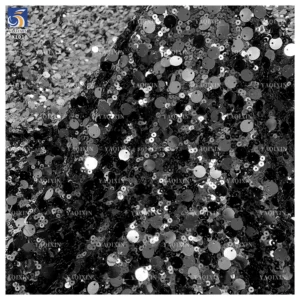 YX1010 140CM 300gsm 10MM+3MM Sequins Mesh Embroidery Fabric Metallic Shiny Sequins Fabrics Textiles for Stage Dresses...