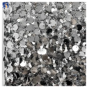 YX1010 140CM 300gsm 10MM+3MM Sequins Mesh Embroidery Fabric Metallic Shiny Sequins Fabrics Textiles for Stage Dresses...