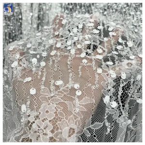YX1030 300CM*150CM Eyelash White Wedding Bridal Lace Fabrics Heavyweight Beaded Sequin Embroidery Lace Fabrics White...