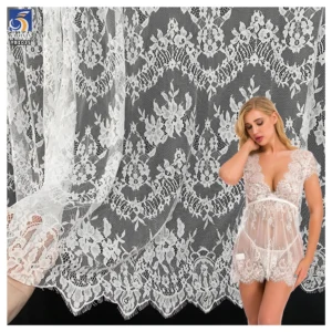 YX1035 China Customizable Eyelash Lace Fabrics Polyester French Inexpensive Florals Textile Eyelash Lace Fabrics 10 Yards...