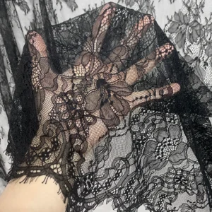 YX1040 2026 New Sexy Tulle Lace Underwear Skirts Fabrics for Beautiful Women Clothing Eyelash Black Lace Fabric Textile...