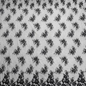 YX1041 High-Quality Sheer Breathable Soft Black Lace Fabric Lightweight Polyester Embroidered Flower Eyelash Lace Fabrics...