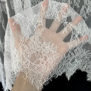 YX1045 Wholesale Cheap Plain Embroidery White Eyelash Lace Apparel Dress Fabrics Garments Home Textile Lace Fabric for Sales...