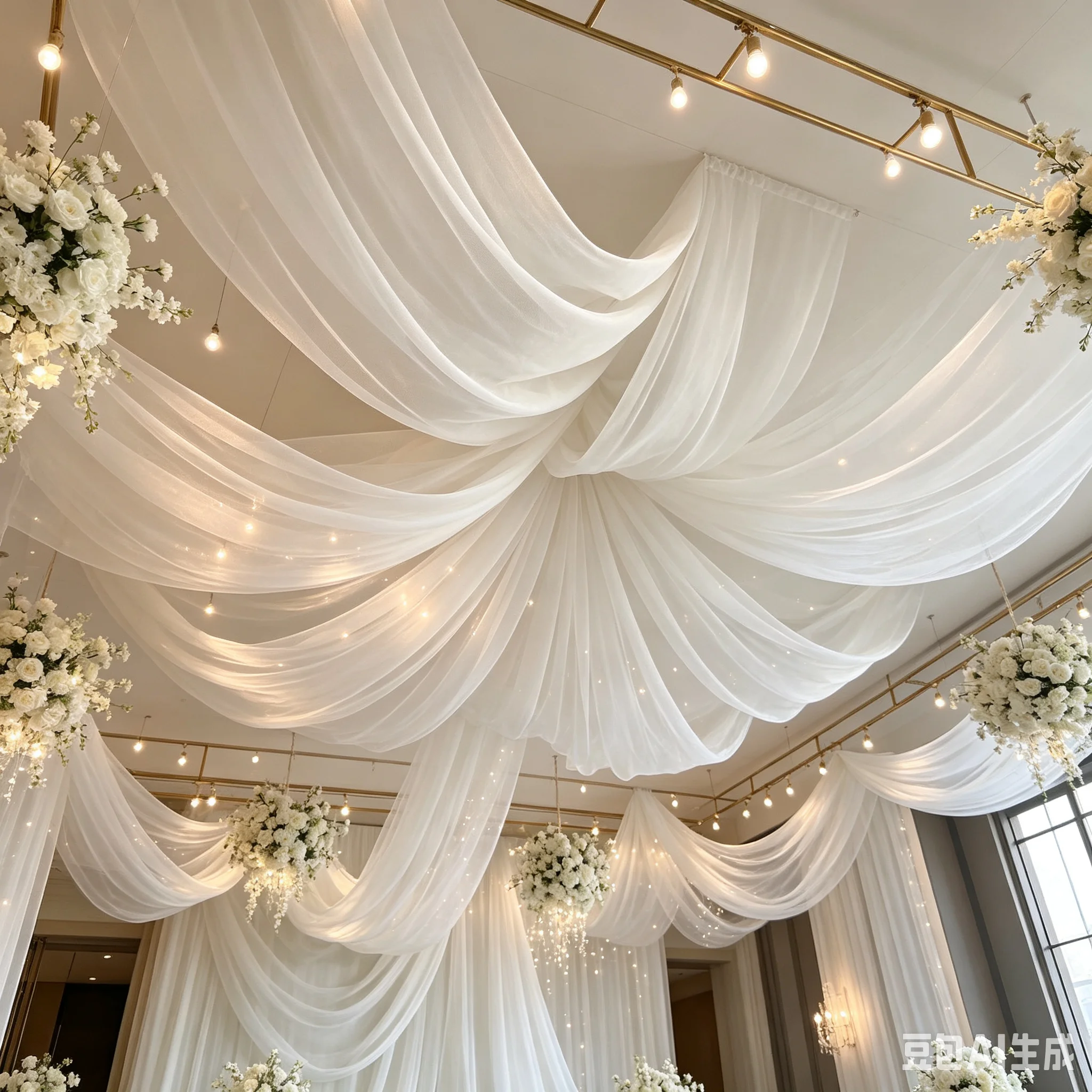 YX1046-1 Wholesale Cheap Soft White Tulle Fabric Sheer Lightweight Organza For Wedding Ceiling Draping Party Backdrop...
