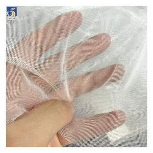 YX1052 160cm Glossy Small Lattice Translucent White Mesh Fabric Tulle Poly Plain Knit Tulle Fabric for Underwear and...