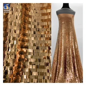 YX1064 3*9mm Size Metallic Glitter Gold Sequins Fabric for Evening Dresses 400gsm Heavy Shiny Sequin Fabric Sales 5 Yards...