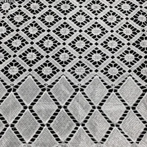 YX1067 Good Quality 220gsm Diamond Circular Milk Silk African Embroidery Pattern Water-Soluble Poly White Lace Fabric Cheap...