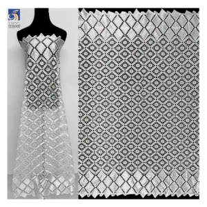 YX1067 Good Quality 220gsm Diamond Circular Milk Silk African Embroidery Pattern Water-Soluble Poly White Lace Fabric Cheap...