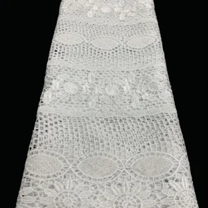 YX1068 Cord Lace Good Quality Stock Poly Water-Soluble Lace Fabric African Hollow Embroidered Dress Cheap Bulk Fabrics...