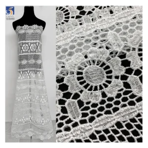 YX1068 Cord Lace Good Quality Stock Poly Water-Soluble Lace Fabric African Hollow Embroidered Dress Cheap Bulk Fabrics...