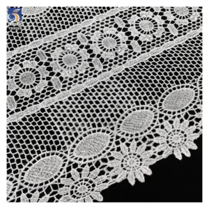 YX1068 Cord Lace Good Quality Stock Poly Water-Soluble Lace Fabric African Hollow Embroidered Dress Cheap Bulk Fabrics...