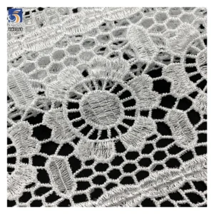 YX1068 Cord Lace Good Quality Stock Poly Water-Soluble Lace Fabric African Hollow Embroidered Dress Cheap Bulk Fabrics...