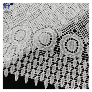 YX1070 220gsm White African Embroidery Lace Customized Fabrics Water-Soluble Woven Embroidered Florals White Lace Fabrics...