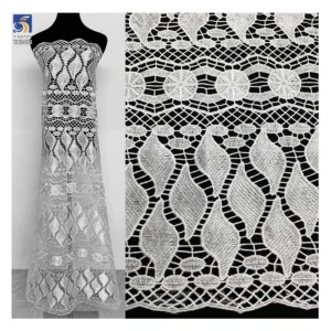 YX1072 New Dress Water-Soluble Lace White Embroidered Fabrics Materials Lace High Quality Africa Beautiful White Lace Fabric...