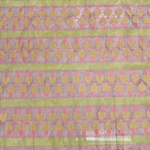 YX1076 High Quality Heavyweight 300gsm Pink Leaves Pattern Embroidered Water-Soluble Lace Fabric Ethnic Lace Fabric Textile...