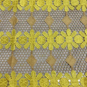YX1080 Summer Sunflowers Yellow Embroidery Net Lace Fabric African Rich Bazin Ethnic Embroidery Water-Soluble Lace Fabrics...