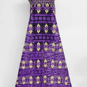 YX1082 Cheap Custom Purple Bazan Women's Ethnic Bridal Wedding Lace Embroidered Fabric Poly Water-Soluble Embroidery Lace...