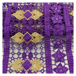 YX1082 Cheap Custom Purple Bazan Women's Ethnic Bridal Wedding Lace Embroidered Fabric Poly Water-Soluble Embroidery Lace...