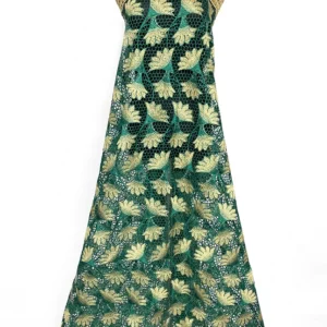 YX1083 2026 New 300gsm African Ethnic Embroidered Rich Bazin Fabric Water-Soluble Lace Embroidery Ethnic Africa Fabric Green...