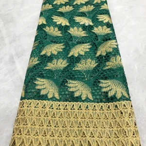 YX1083 2026 New 300gsm African Ethnic Embroidered Rich Bazin Fabric Water-Soluble Lace Embroidery Ethnic Africa Fabric Green...