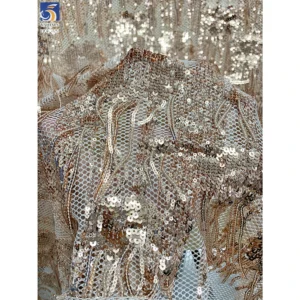 YX1088 300gsm Heavyweight Dress Tassel Sequin Net Fabric New European Knitted Poly Summer Skirt Tulle Sequin Fringe Fabrics...