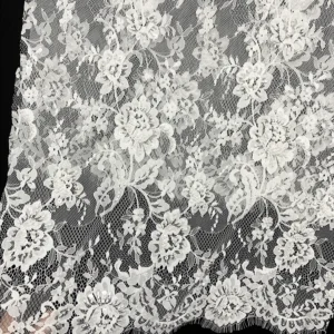 YX1091 High Quality White Lace Fabric 15 Yards Technology Heavyweight White Pearls Embroidered Flowers Eyelash Lace Fabrics...