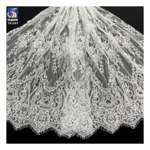YX1093 15 Yards Handmade Bone Thread Crochet Lace Fabric 2026 African White Wedding Pearls Embroidered Eyelash Lace Fabric...
