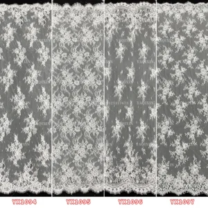 YX1094 High-End Handmade Bone Sewing Eyelash Lace Fabric Heavy Beads Pearls Embroidery Wedding Nigerian Eyelash Lace Fabric...