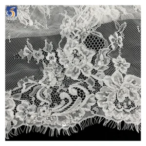 YX1094 High-End Handmade Bone Sewing Eyelash Lace Fabric Heavy Beads Pearls Embroidery Wedding Nigerian Eyelash Lace Fabric...
