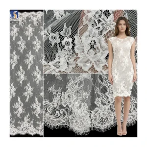 YX1094 High-End Handmade Bone Sewing Eyelash Lace Fabric Heavy Beads Pearls Embroidery Wedding Nigerian Eyelash Lace Fabric...