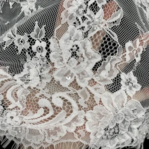 YX1094 High-End Handmade Bone Sewing Eyelash Lace Fabric Heavy Beads Pearls Embroidery Wedding Nigerian Eyelash Lace Fabric...