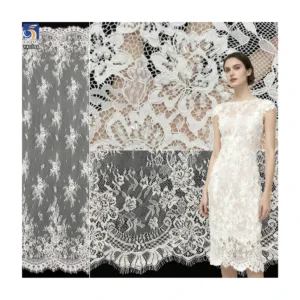 YX1096 Heavyweight White Mesh Bridal Wedding Dress Lace Fabric Pearls Woven Embroidery Italian Net Eyelash Lace Fabrics...