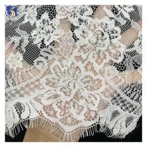 YX1096 Heavyweight White Mesh Bridal Wedding Dress Lace Fabric Pearls Woven Embroidery Italian Net Eyelash Lace Fabrics...