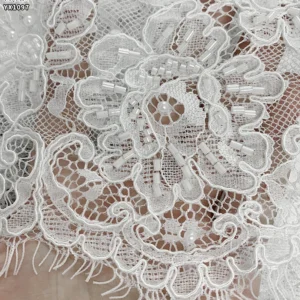 YX1097 300*150CM French Lace Fabric 15 Pieces Heavyweight Luxurious Wedding Dress Eyelash Lace Fabrics With 3D Pearl Beads...