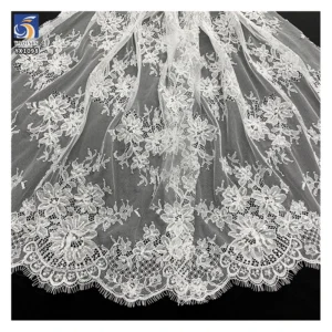 YX1098 High Quality Bridal African White Pearl 3D Lace Fabrics Eyelash Lace High-End Heavy Beads Luxurious Wedding Fabrics...