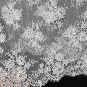 YX1098 High Quality Bridal African White Pearl 3D Lace Fabrics Eyelash Lace High-End Heavy Beads Luxurious Wedding Fabrics...